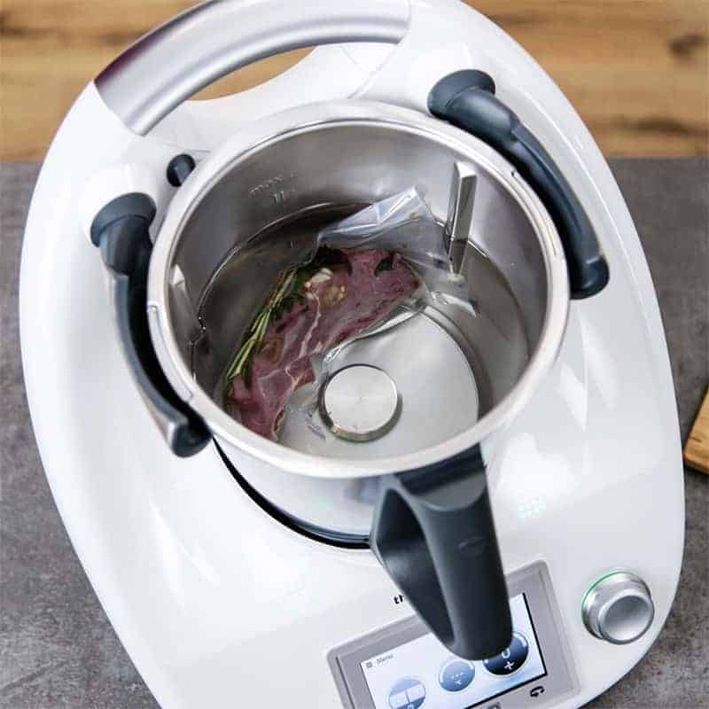 Vacuum-packed meat in a Thermomix