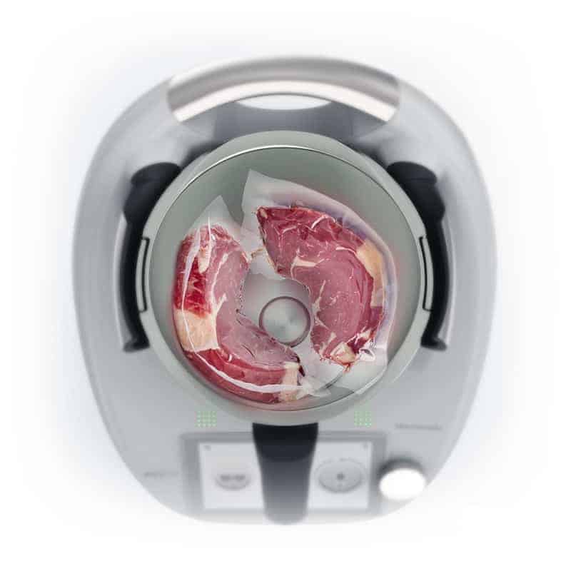 Vacuum-packed meat in a Thermomix